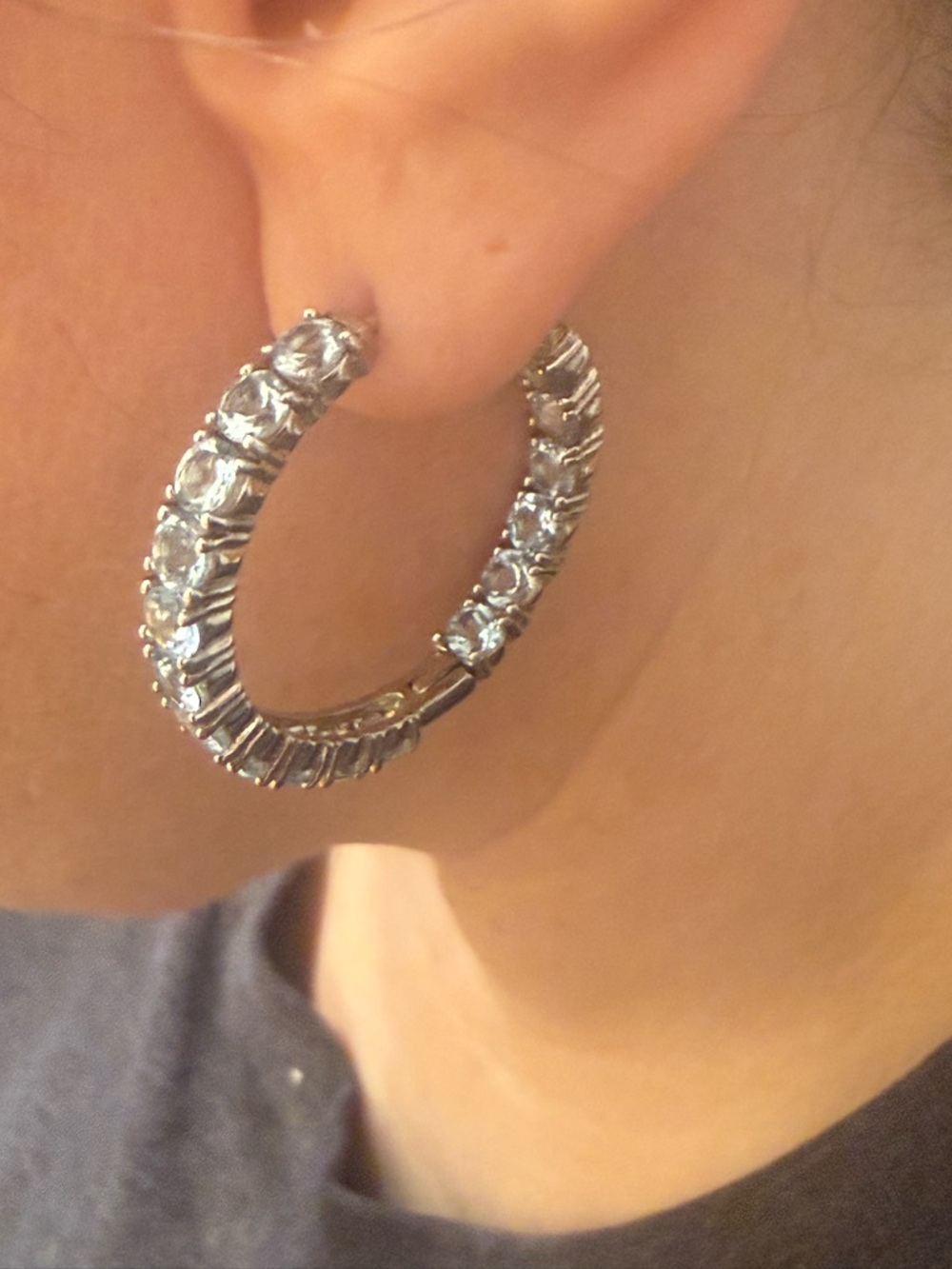 Jewelry Television we have these beautiful aquamarine style hoop earrings. - Picture 3 of 4